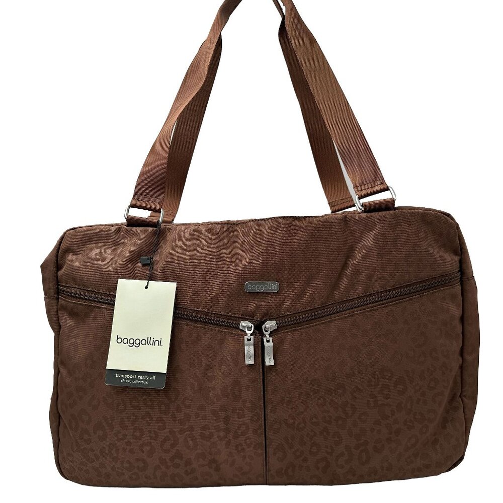 Baggallini Transport Carryall Tote Cheetah Print Brown (TSA Approved)